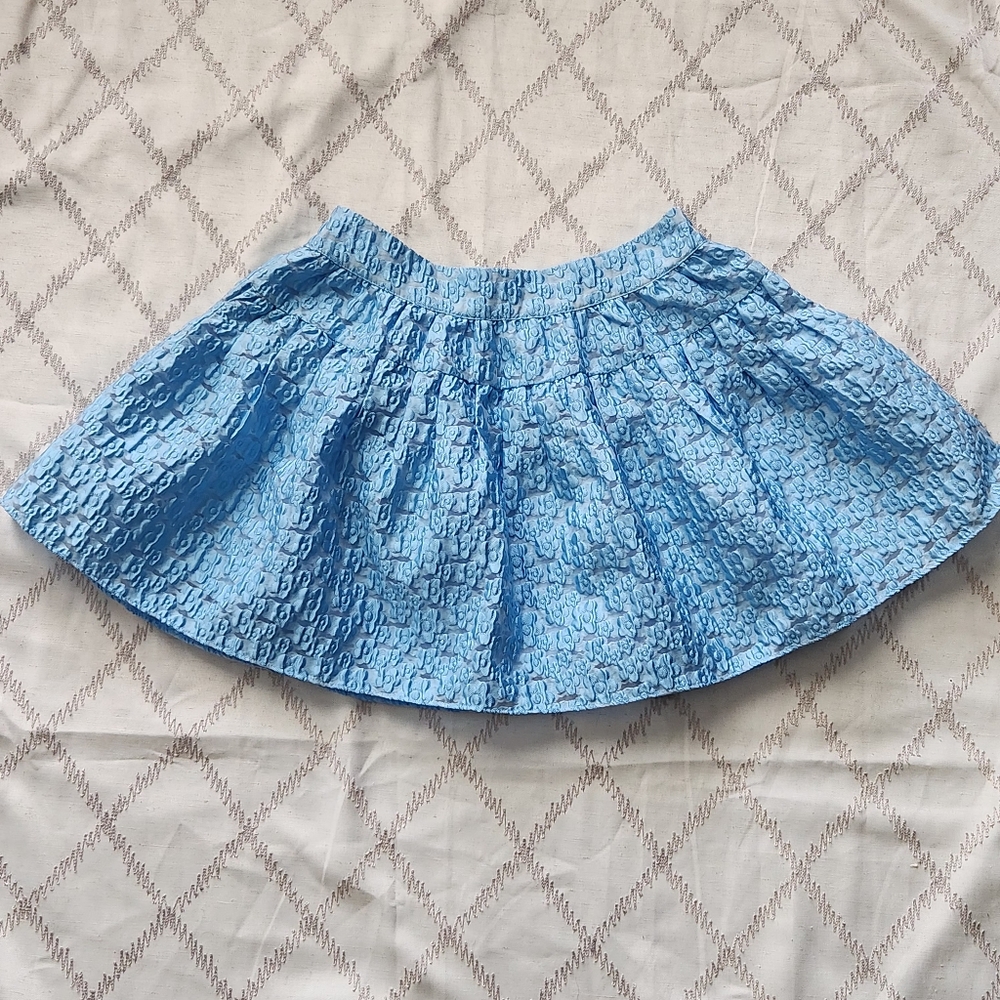 Buddy Love Small Blue Textured Mini Skirt -‎ Floral Raised Pattern - Lined